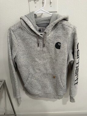 Carhartt Men’s Light Heather Gray Crewneck Hoodie with Logo